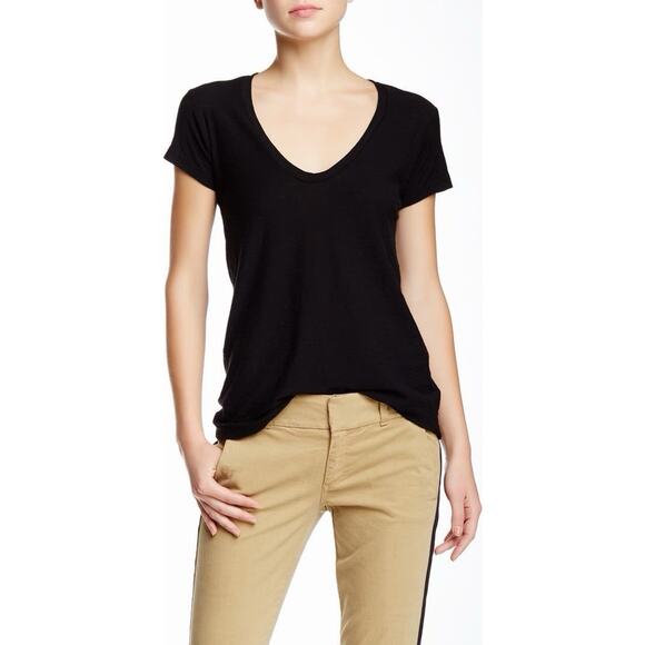 Standard James Perse 3 L T-Shirt Women Navy Blue V-Neck Cotton Modal Minimalist - Picture 1 of 11